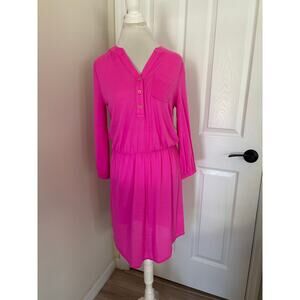 Lilly Pulitzer Pink 3/4 Sleeve Dress Medium Pink Light Weight